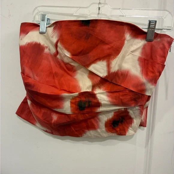 Mango Vibrant Orange and Cream Crop Top - Picture 2 of 5